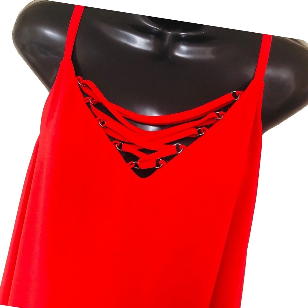 Torrid Womens Red Tunic Tank Top 1X Lined Strappy Feminine Flirty Sexy‎